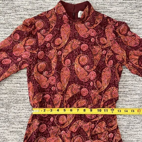 NWT Saloni Isa Ruffle Dress in Ruby Paisley Size 2 Revolve - Picture 10 of 14